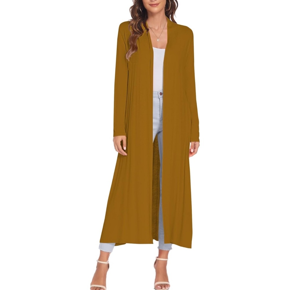 Long Open Front Women's Cardigan Sweater - nutmeg